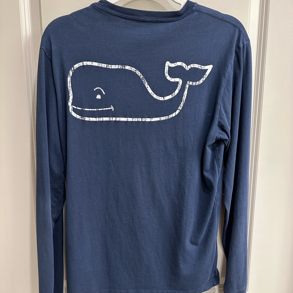 Vineyard Vines Navy Logo Long Sleeve Tee